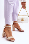 Suede High Heel Sandals Beige Madame
