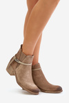 Suede Ankle Boots With Heels Insulated With Zipper Beige Zazoo 60478