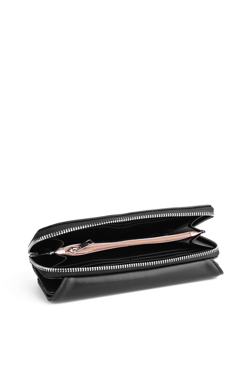 Large Women's Leather Wallet Black Elissie