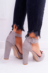 Women's Stiletto Heeled Sandals Suede Grey ShakeUp