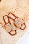Comfortable Women's Slippers With Decoration Beige Ginera