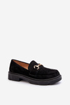 Women's black faux suede moccasins with gold decoration Lighas