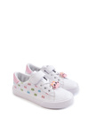 Children's Leather Sneakers With Velcro Print White Bonnie