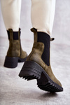 Women's Warm Boots On Heel Green Abella