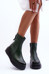 Zazoo 60369 Women's Leather Platform Ankle Boots Green