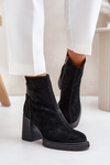 Suede Ankle Boots On Heel Insulated D&A CR42-106 Black