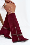 Women's Slip-On Boots with Block Heel and Decorative Strap Bordeaux Jolivine