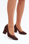 Heeled shoes made of eco suede on heel Sergio Leone PB414 chocolate
