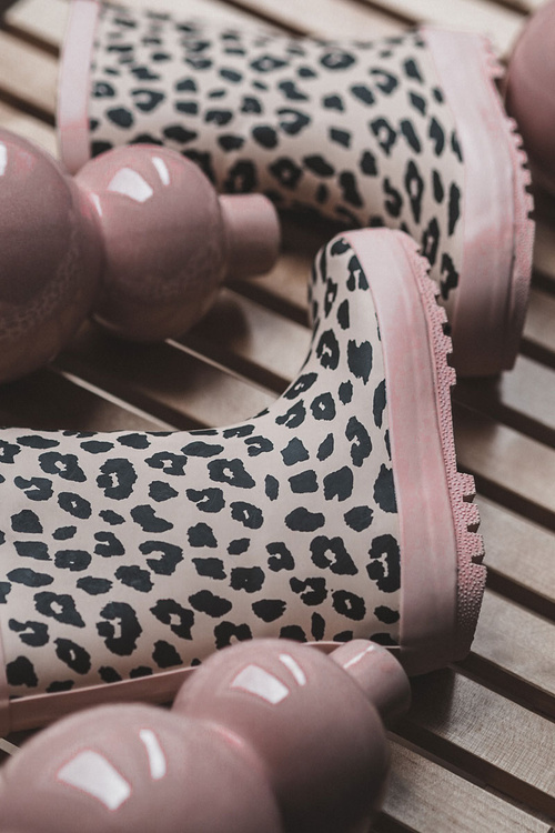 Children's Galoshes With Leopard Pattern Pink Nanny