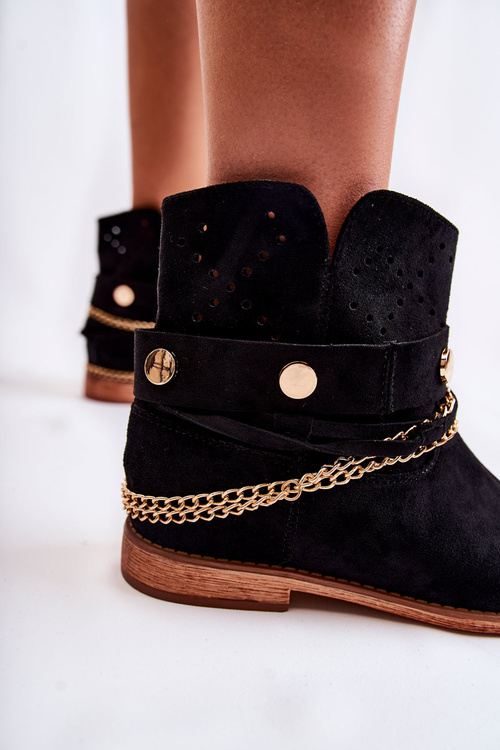 Suede Boots On Hidden Wedge Black Verine