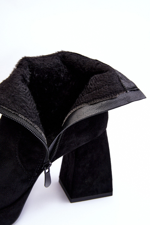 Leather Boots On Massive Heel Black Abnous