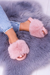Lu Boo Women's Fur Flip Flops Pink Fur XXL