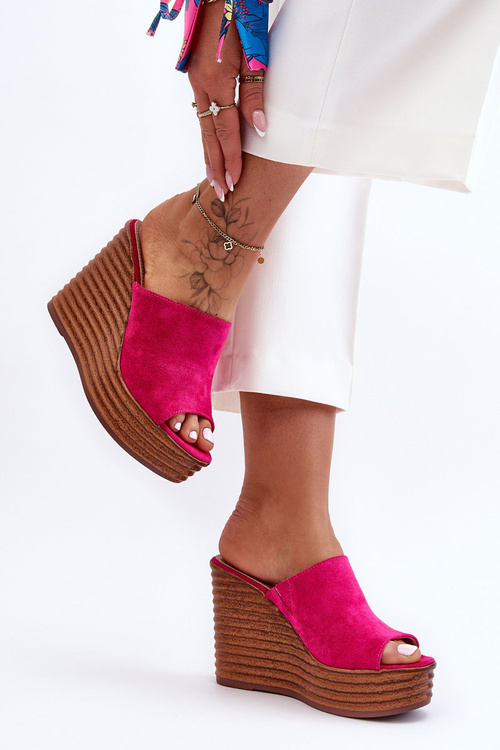 Klapki Lekkie Masywna Platforma Fuksja Good Vibe HD055-168