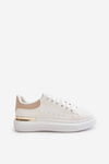 Low Women's Platform Sneakers Made Of Eco Leather White-Beige Nevelena