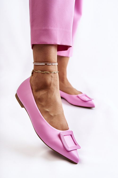 Baleriny Skóra Ozdoby Szpic Różowe Simone