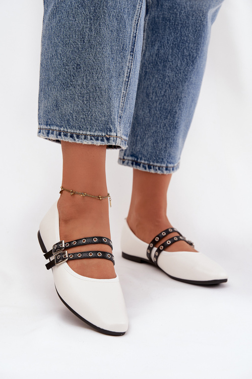 Women's Balerinas With Straps White Deliora