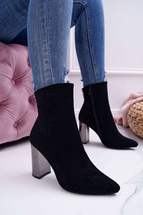 Women's Silver Stiletto Boots Black Dimmy