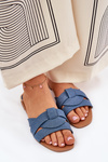 Flat Women's Sandals With Intertwining Straps Denim Selaenor