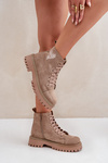 Women's Ankle Boots With Glittering Heart Dark Beige Nariri
