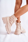 Women's Suede Boots Tied Beige Vanita