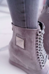 Women's Lu Boo Sneakers With Chains Suede Gray Monica