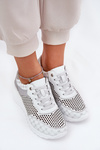 Leather Perforated Sports Shoes Sneakers On Wedge White S.Barski LR51-641