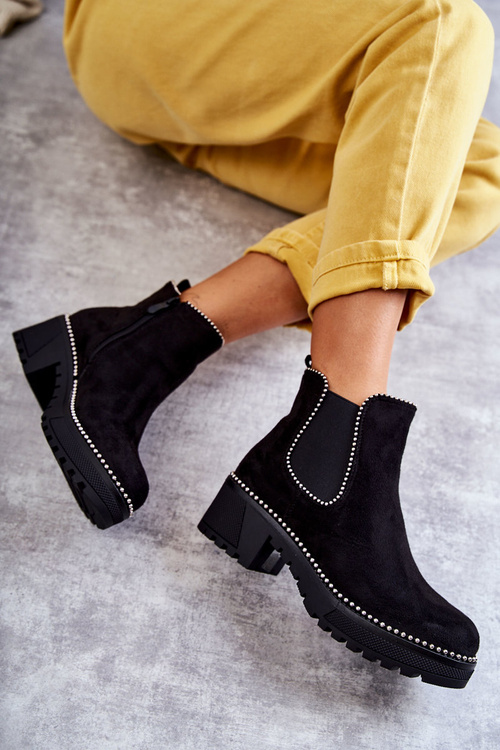 Women's boots with studs Black Afaries