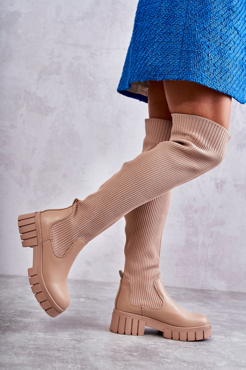 Women's High Boots Workers Beige Austin