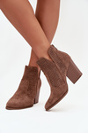 Women s openwork ankle boots on heel S.Barski HY51-060 Brown