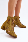 Suede Laced Booties Maciejka 05508-24 Olive