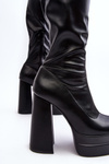 Women's Over the Knee Platform Boots with High Heel Black Yoge