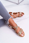 Women's Lu Boo Sandals With Zircons 406-5 Gold Stella