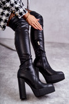 Leather High Boots On Platform Black Katrina