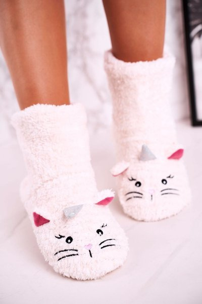 Women's Insulated Home Slippers Ecru Nyan Cat