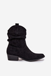 Women's ankle boots with low heel with ruffle black Adena