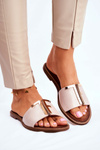 Women's Classic Leather Slippers Beige Adele