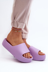 Klapki Gładkie Damskie Klasyczne Na Masywnej Podeszwie Fioletowe Oreithano 