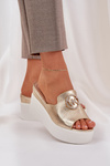 Platform And Wedge Sandals With Decoration Gold Nanessia