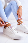 Trampki Damskie Skórzane Wiązane Białe Cross Jeans JJ2R4043C