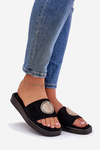 Women Slippers With Golden Decoration Black Kaliora