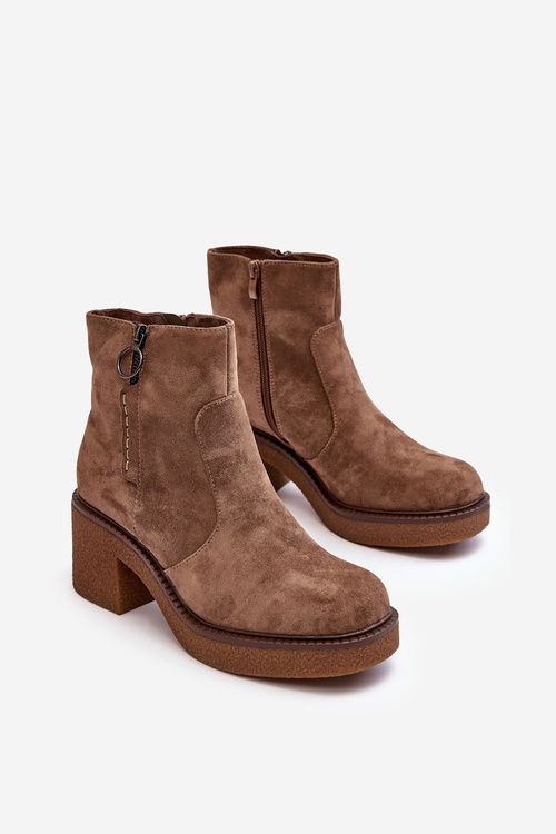 Botki Damskie Suwak Brązowe Romella TR926