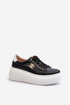 Black Women's Leather Platform Sneakers Pernalia
