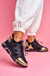 Sporty Women's Zipper Pull-On Shoes Black Gold Terfin