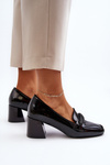 Black Patent Leather Pumps With Ornament Samassa
