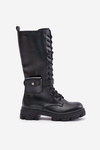 Insulated combat boots up to mid-calf with pouch black Temisza