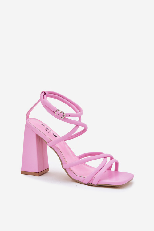 Women's heeled sandals with straps pink Ciarilora