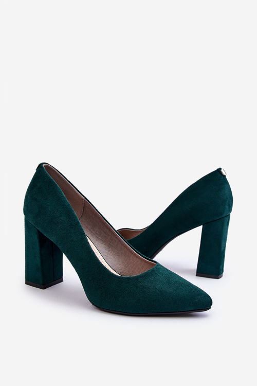 Suede Pumps On A Block Heel Sergio Leone PB216 Green