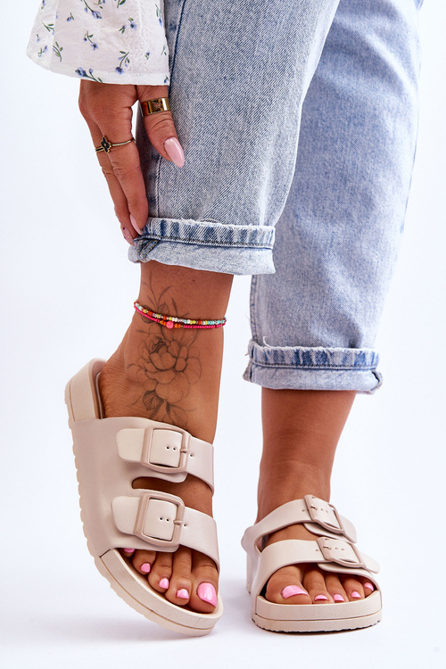 Klapki Damskie Platforma Beżowe Vertigo