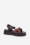 Ladies platform sandals in leopard print brown Gevinniser