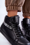 Damskie Wysokie Ocieplane Skórzane Trampki Big Star EE274355 Czarne